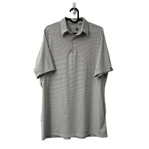 Kjus Light Gray Striped Embroidered Logo Short Sleeve Golf Polo Shirt Mens M